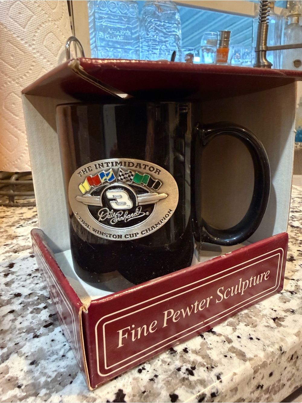 Nascar Black Ceramic Coffee Mug with Pewter Dale Earnhardt Emblem